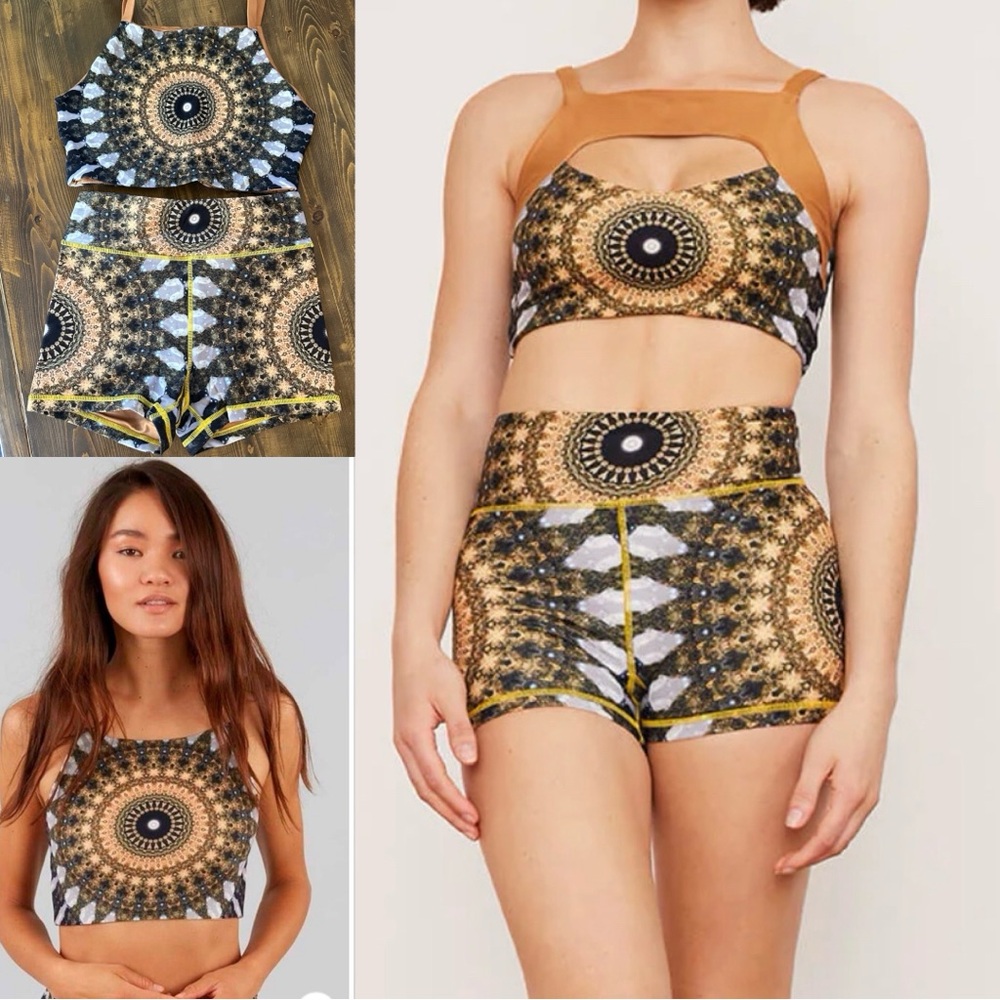 Wolven Threads Noor Reversible Four-Way Top and high waisted shorts. NWOT sizeM